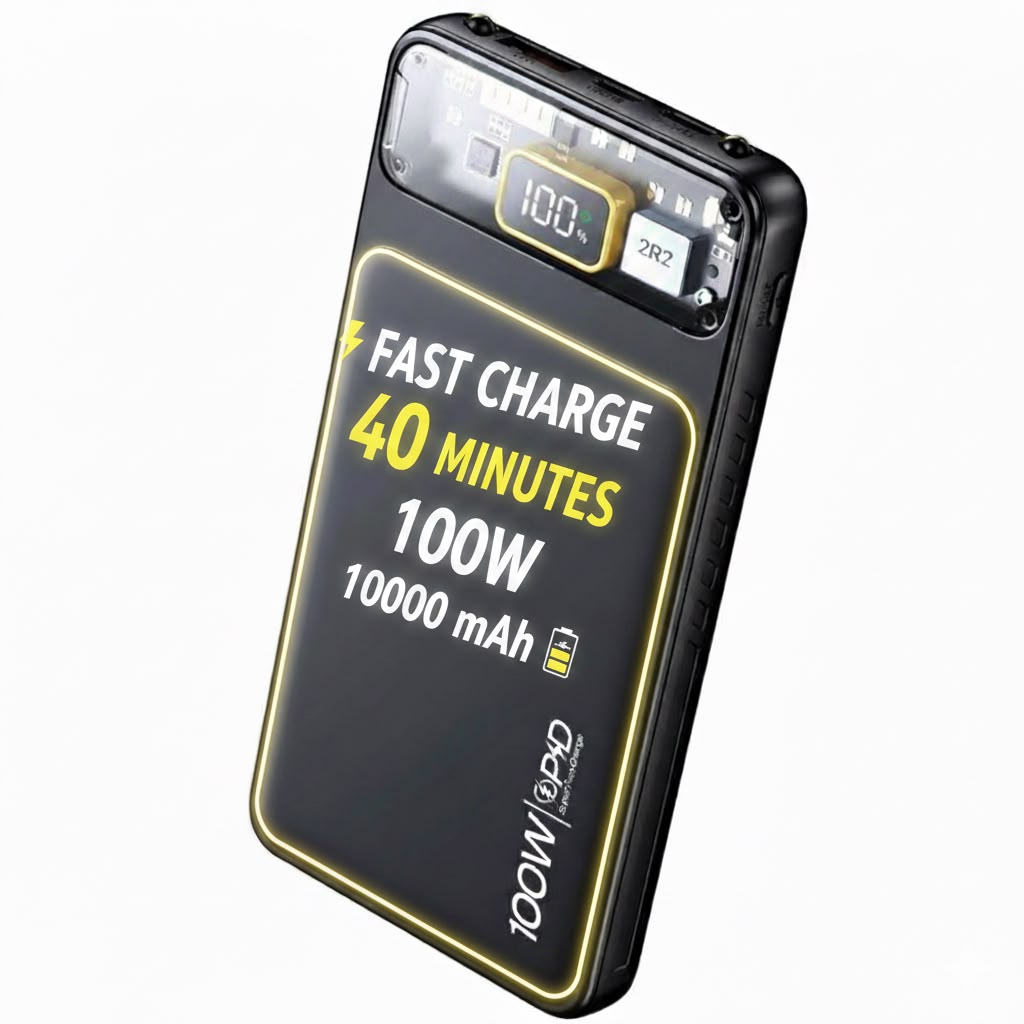 100W Super Fast Charging Power Bank – 10,000mAh Digital Display Portable Fast Charger