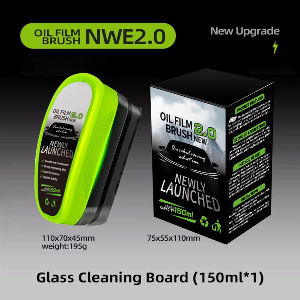 Buy 1 Get 1 Free Oil Film Brush 2.0, Clear Vision Glass Cleaner, Clearview Shield Clear Vision Windshield Cleaner, Oil Film Cleaning Brush for Car Windows (Copy)